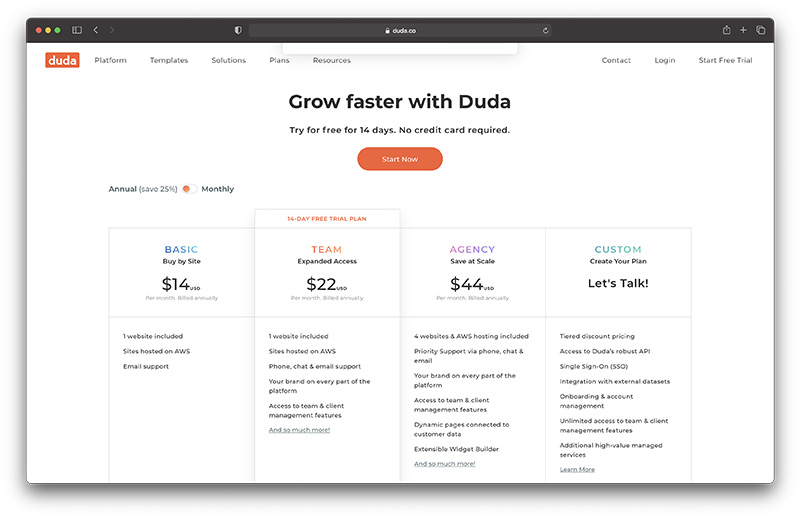 duda pricing - duda vs wix