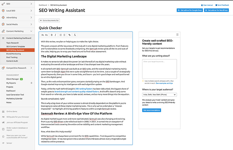 semrush seo writing assistant