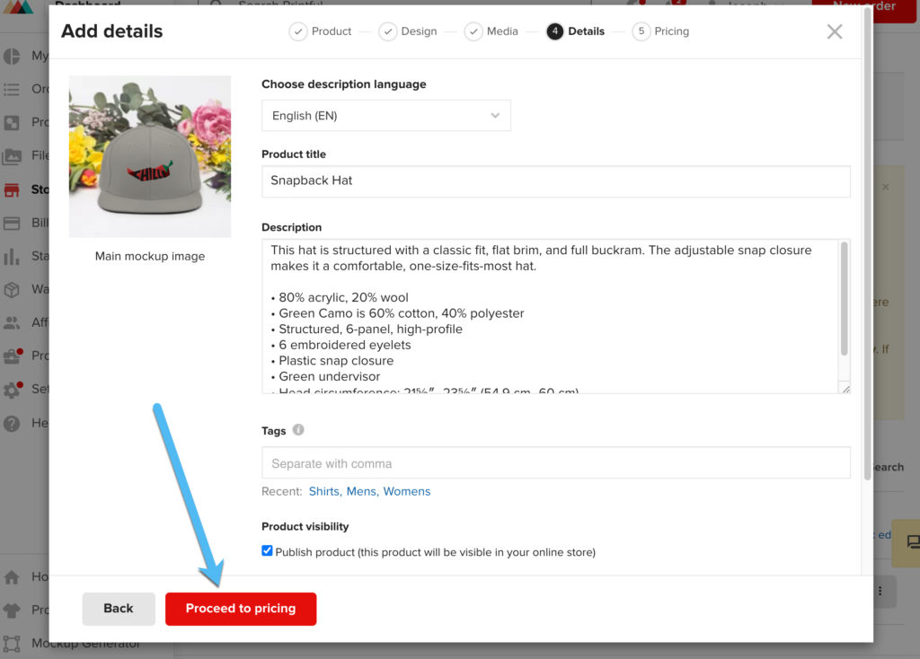 proceed - how to use Printful with Shopify