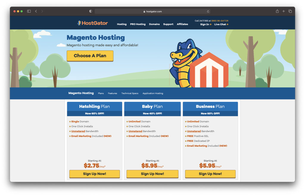 hostgator magento hosting