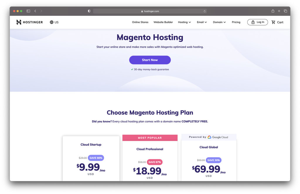 hostinger - best magento hosting services