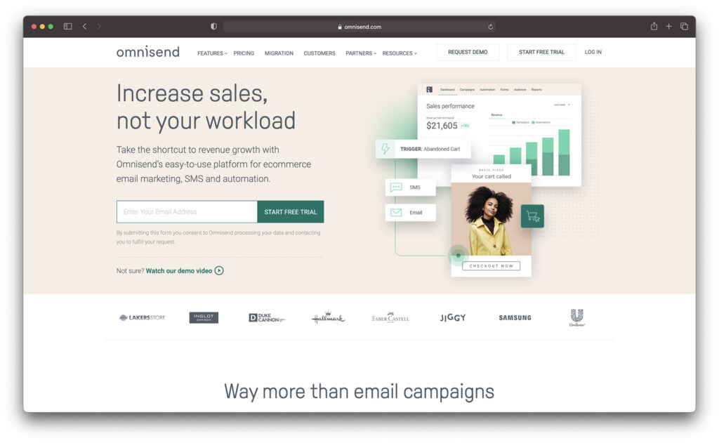 omnisend homepage - free email marketing services