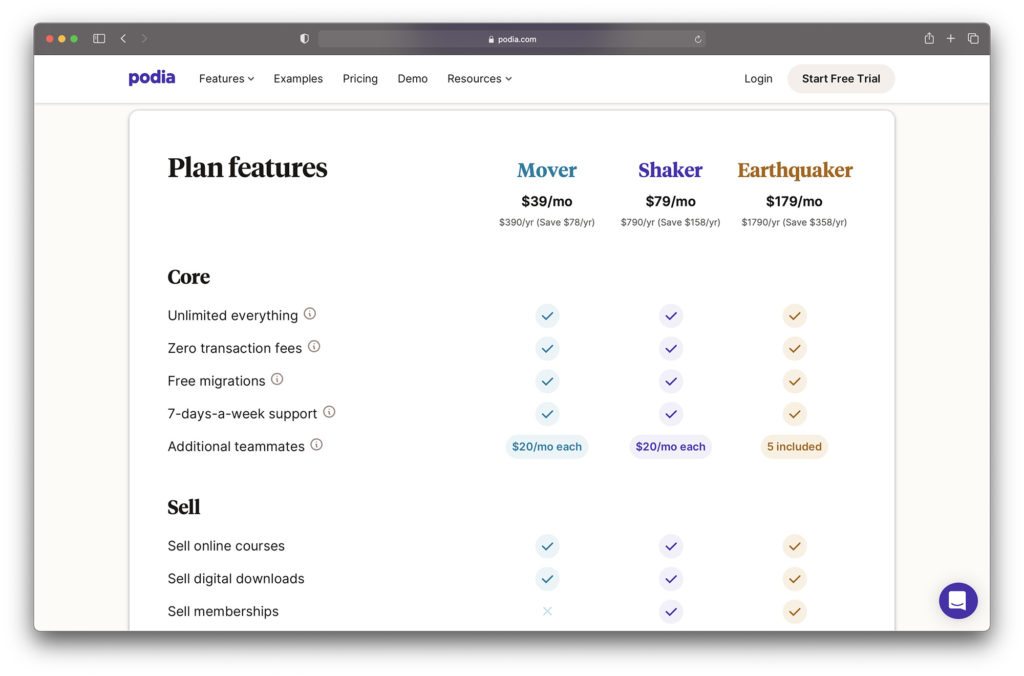 podia pricing - podi vs kajabi
