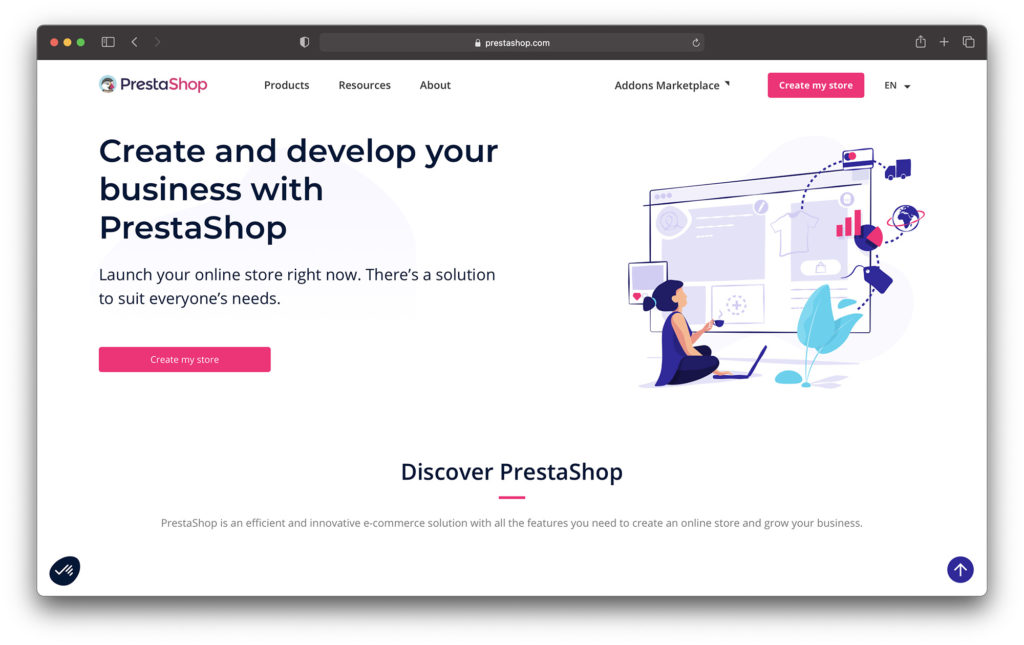 prestashop homepage - best big cartel alternatives