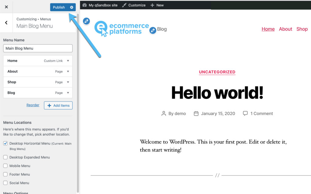 publish - how to start a WordPress blog