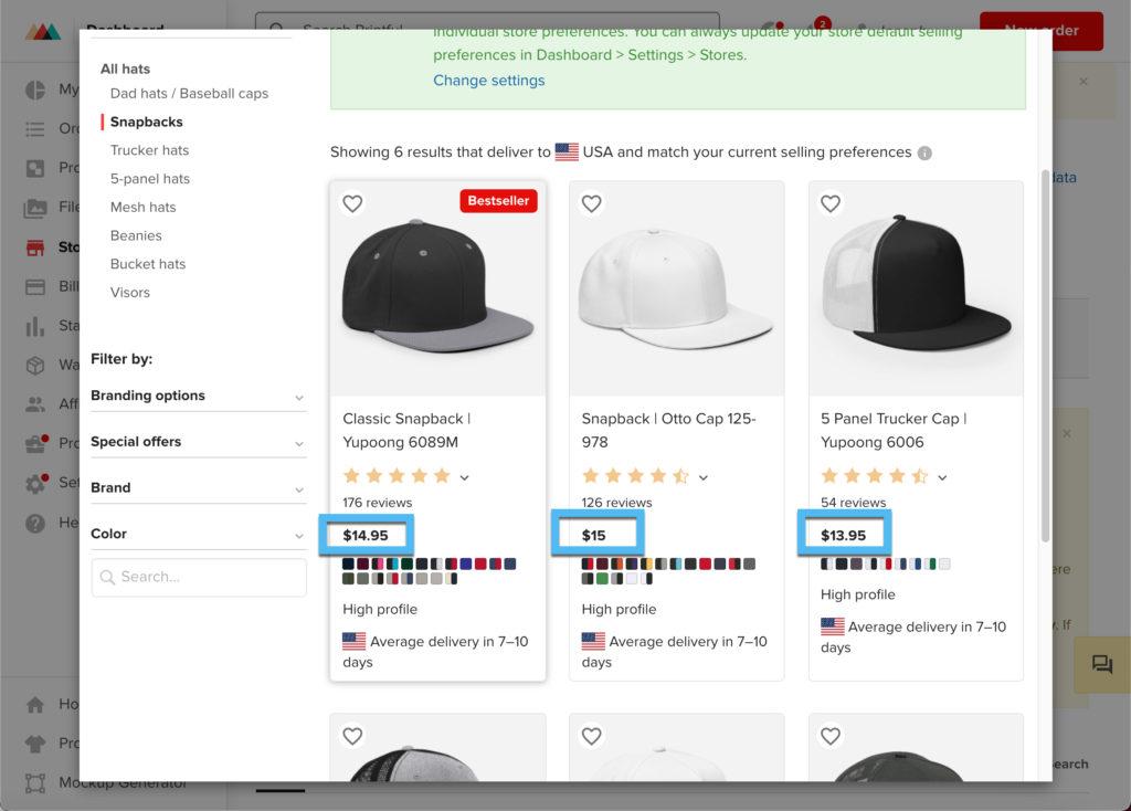 hat pricing 