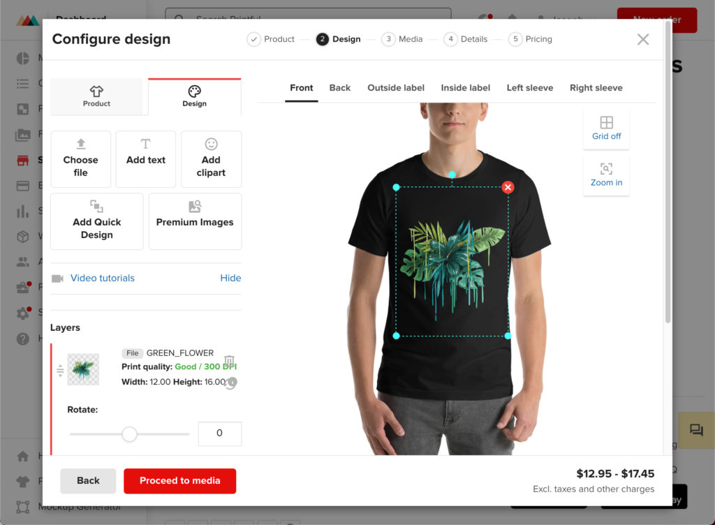 place design - how to use Printful with Shopify