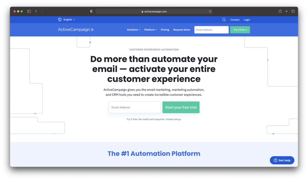activecampaign homepage - best email marketing software