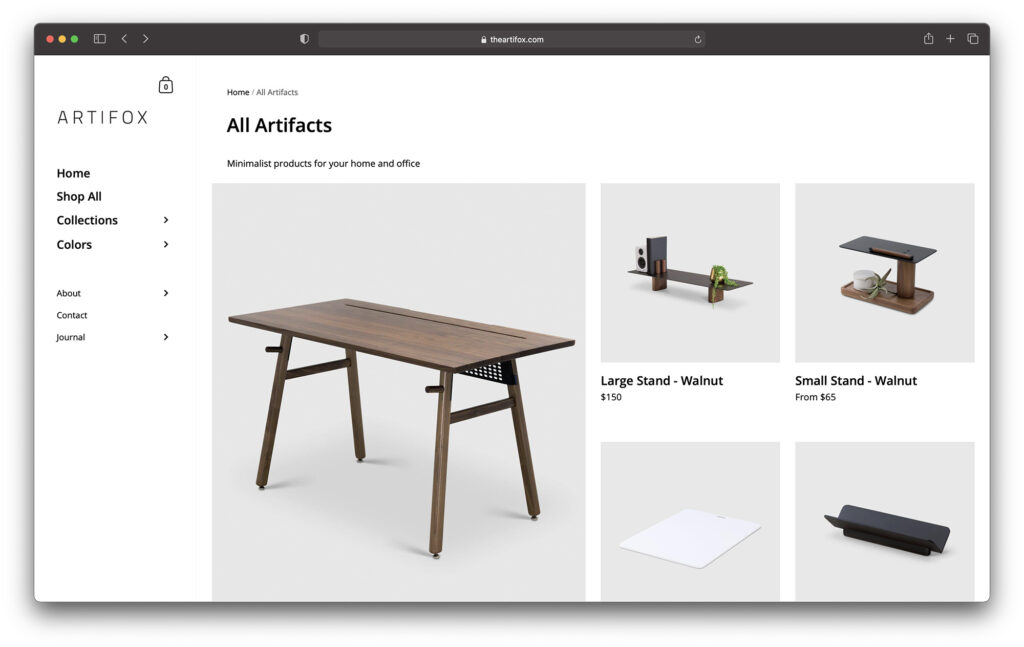 artifox shopify website example
