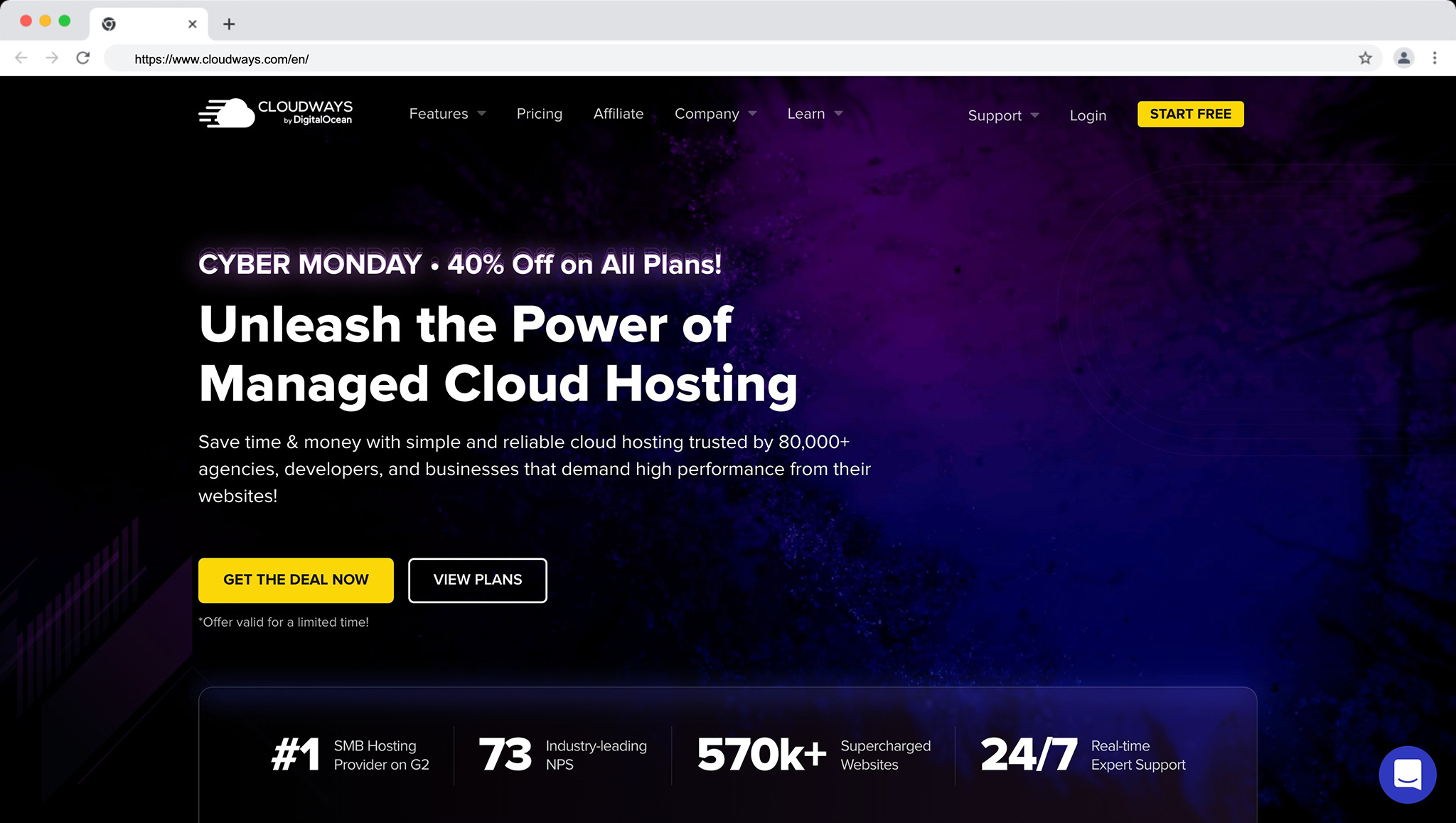 cloudways wordpress hosting homepage