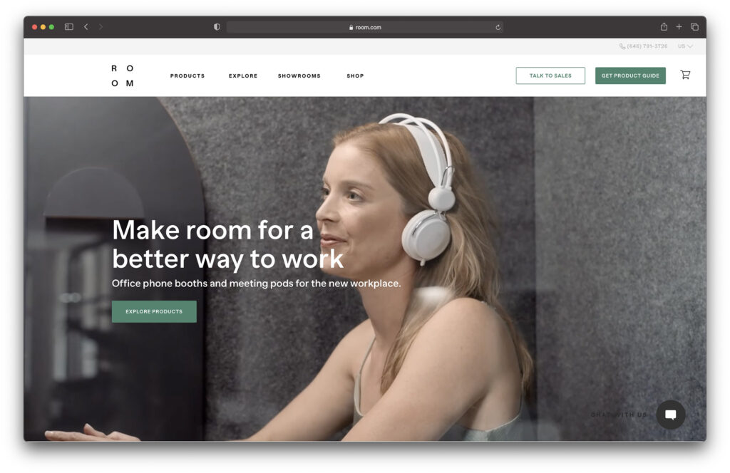 room shopify website example