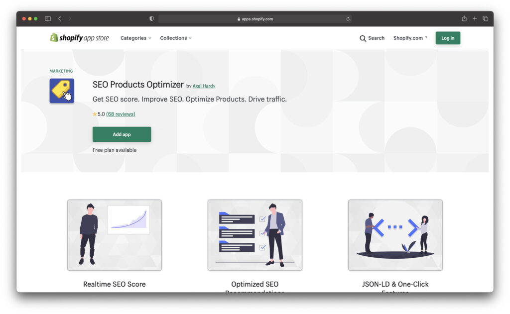 seo products optimizer shopify analytics app