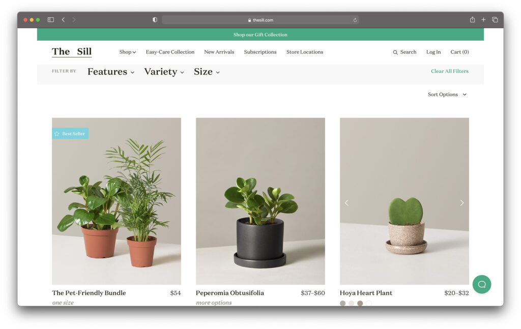 the sill shopify website example