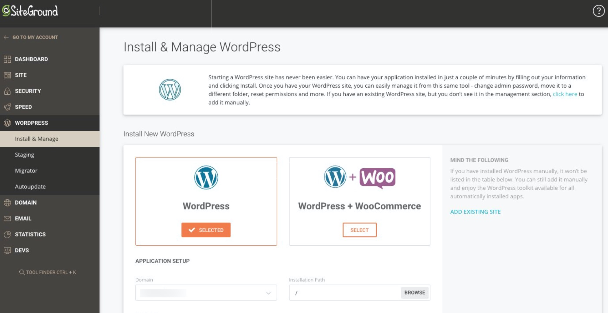 How to build a WordPress website: install WordPress in SiteGround