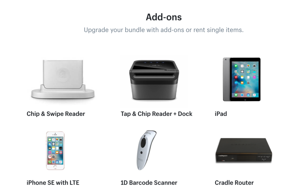 rental add-ons - Shopify POS hardware