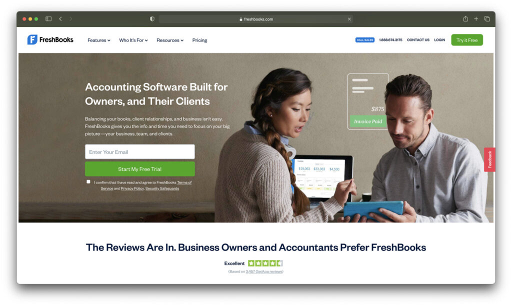 freshbooks homepage - best accounting software