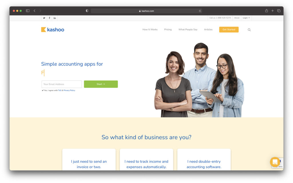 kashoo accounting homepage - best accounting software