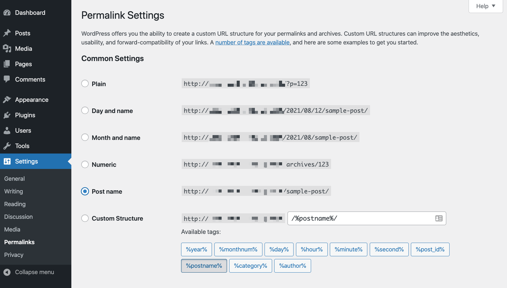 How to build a WordPress website: permalinks settings