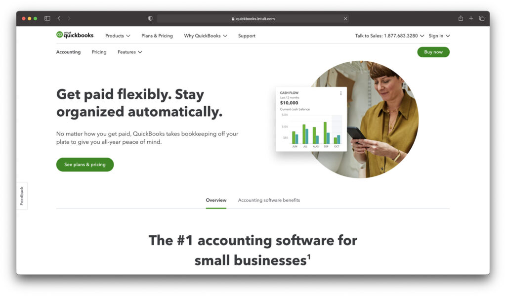 quickbooks online homepage - best accounting software