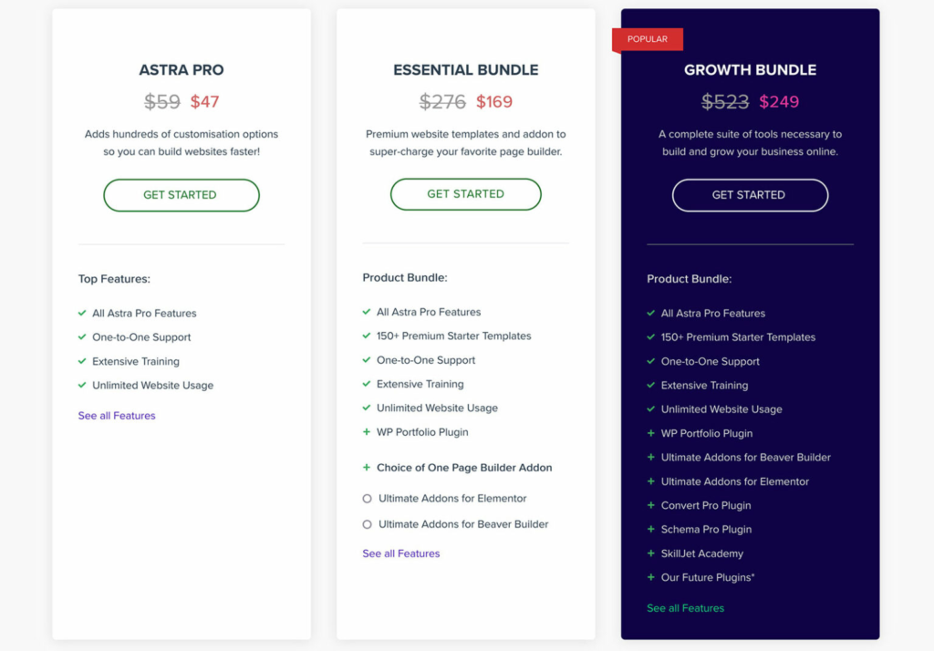 astra theme pricing