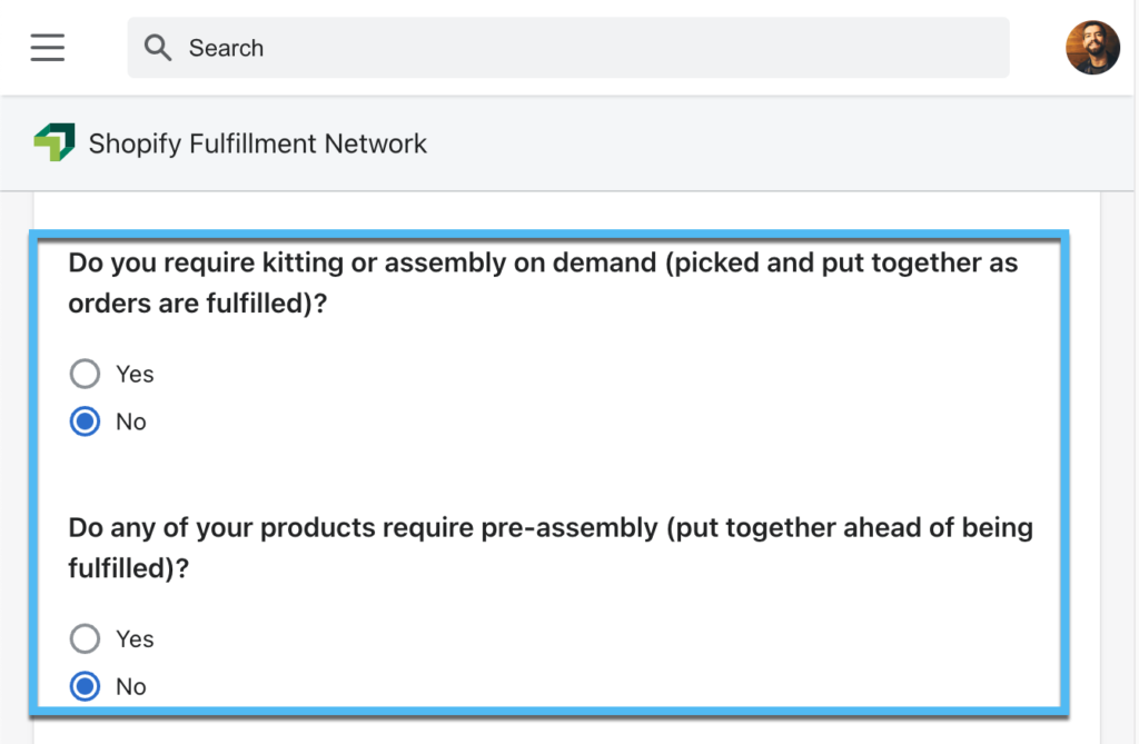 kitting - setup Shopify fulfillment