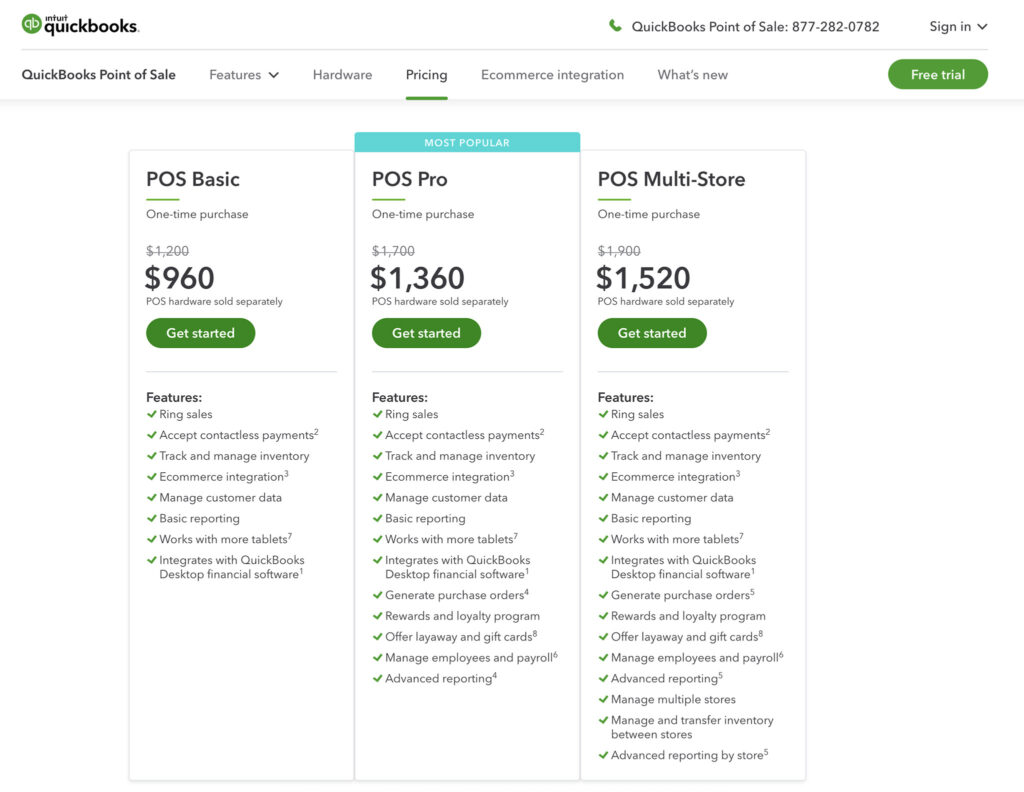 quickbooks pos pricing