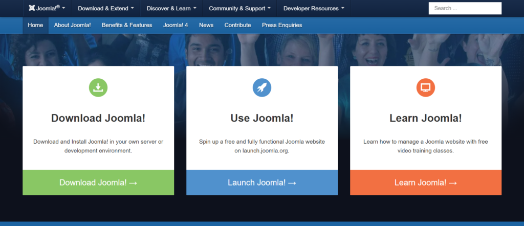 Joomla homepage