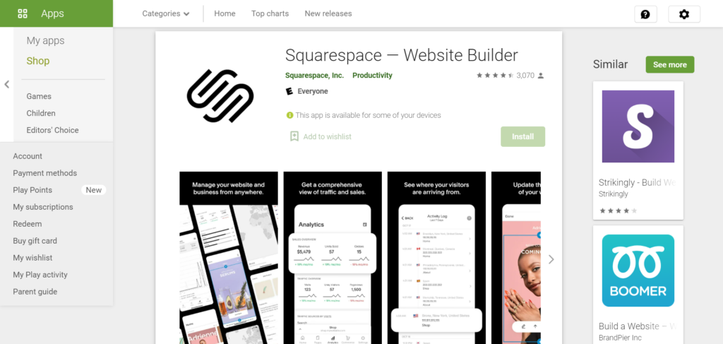 Squarespace app android