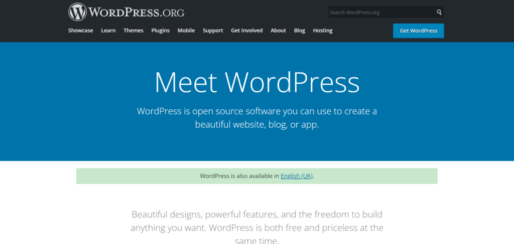 WordPress.org homepage