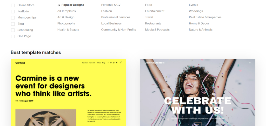 Squarespace templates