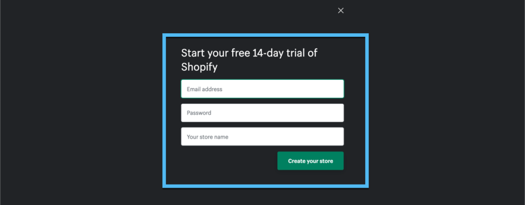 start Shopify trial 