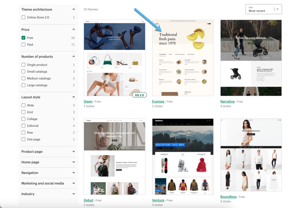 pick a Shopify theme 