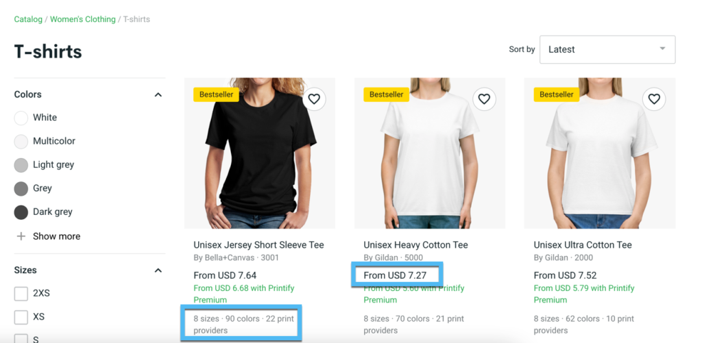 check the pricing - Printify with Shopify