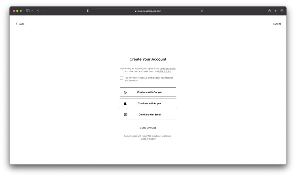 create squarespace account