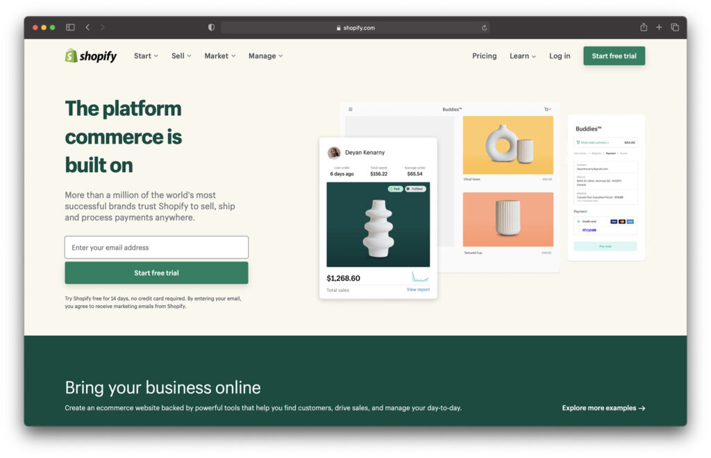 shopify - best ecommerce website builder for small business