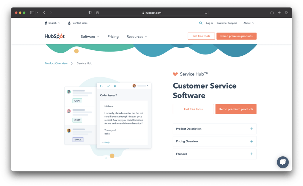 hubspot service hub - best help desk software for shopify