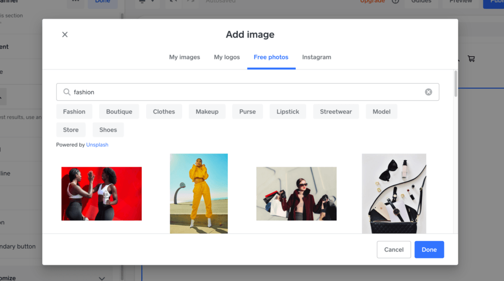 find images for your free online store