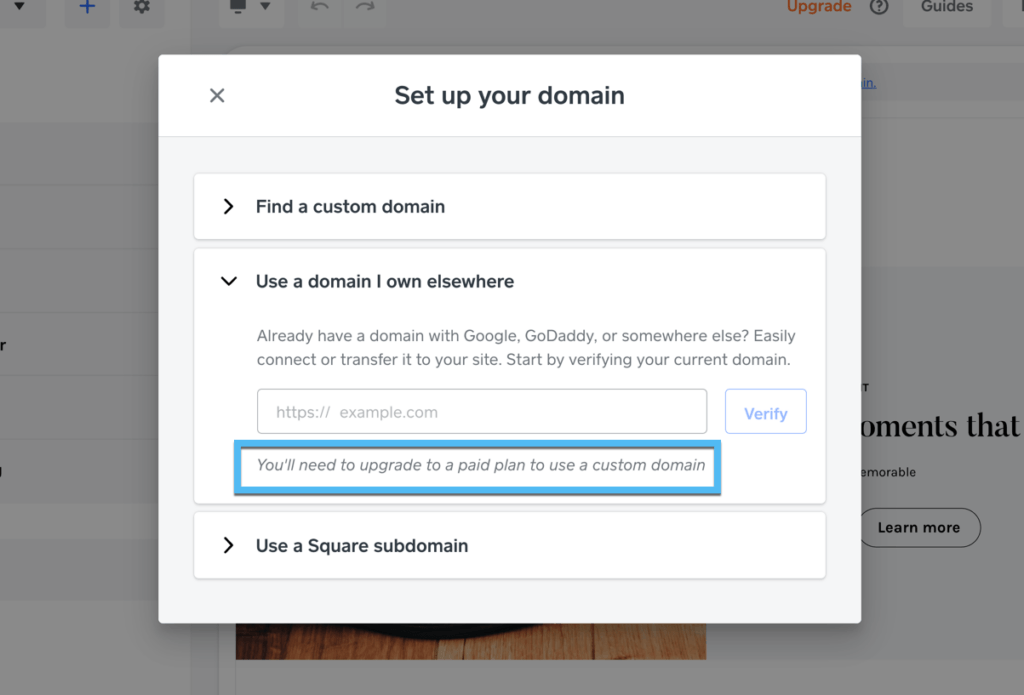 set up your domain page 