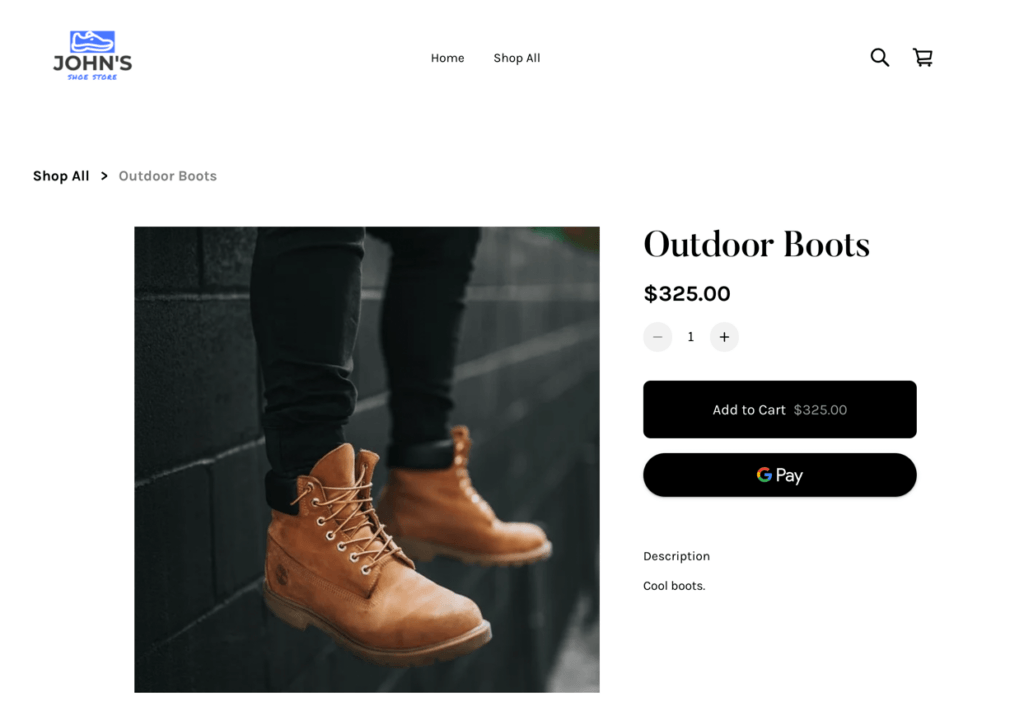 the product page 