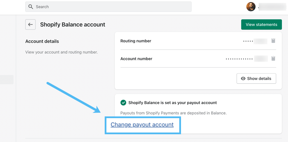 change payout account 