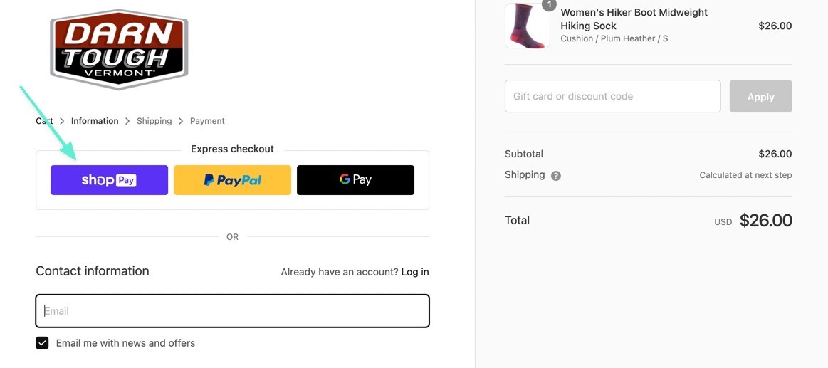 the purple shop pay button