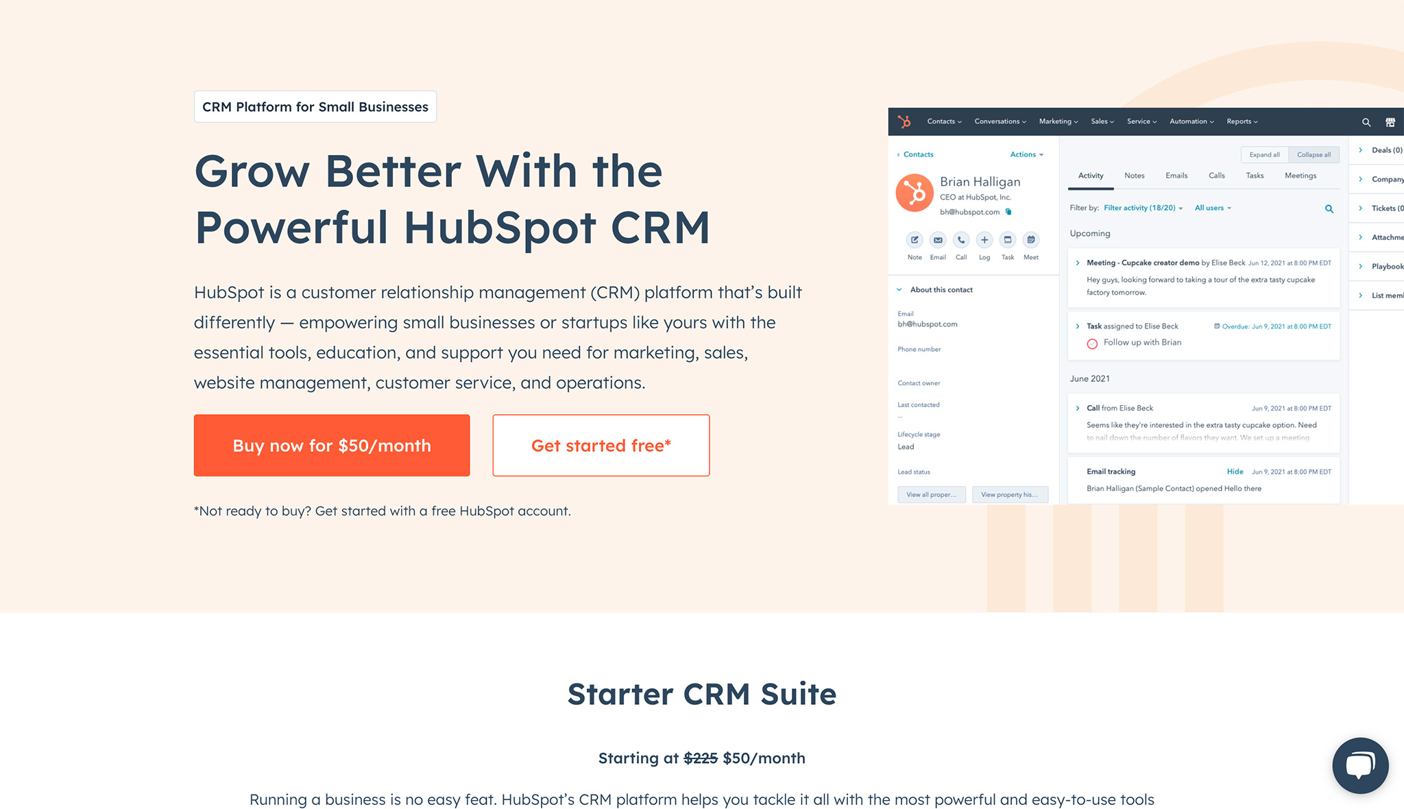 hubspot crm starter deal