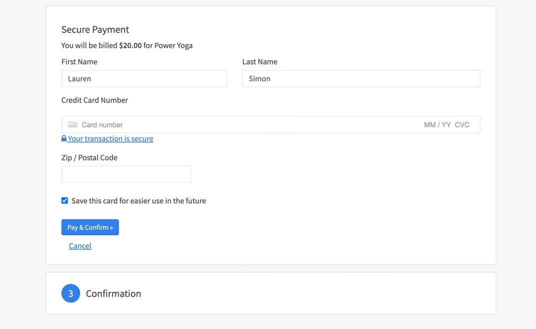 payment page from Squarespace scheduling review 