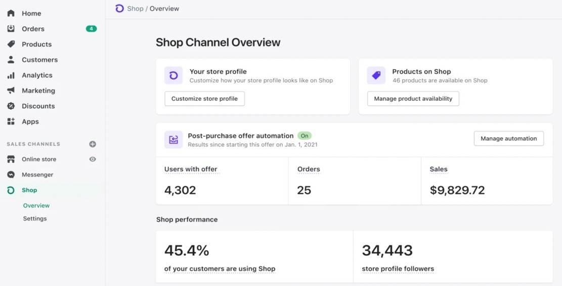 what is Shop Pay dashboard and what does it look like