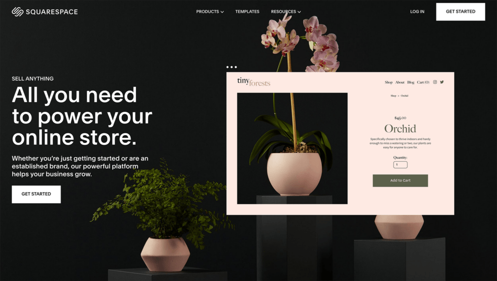 squarespace commerce homepage - squarespace vs woocommerce