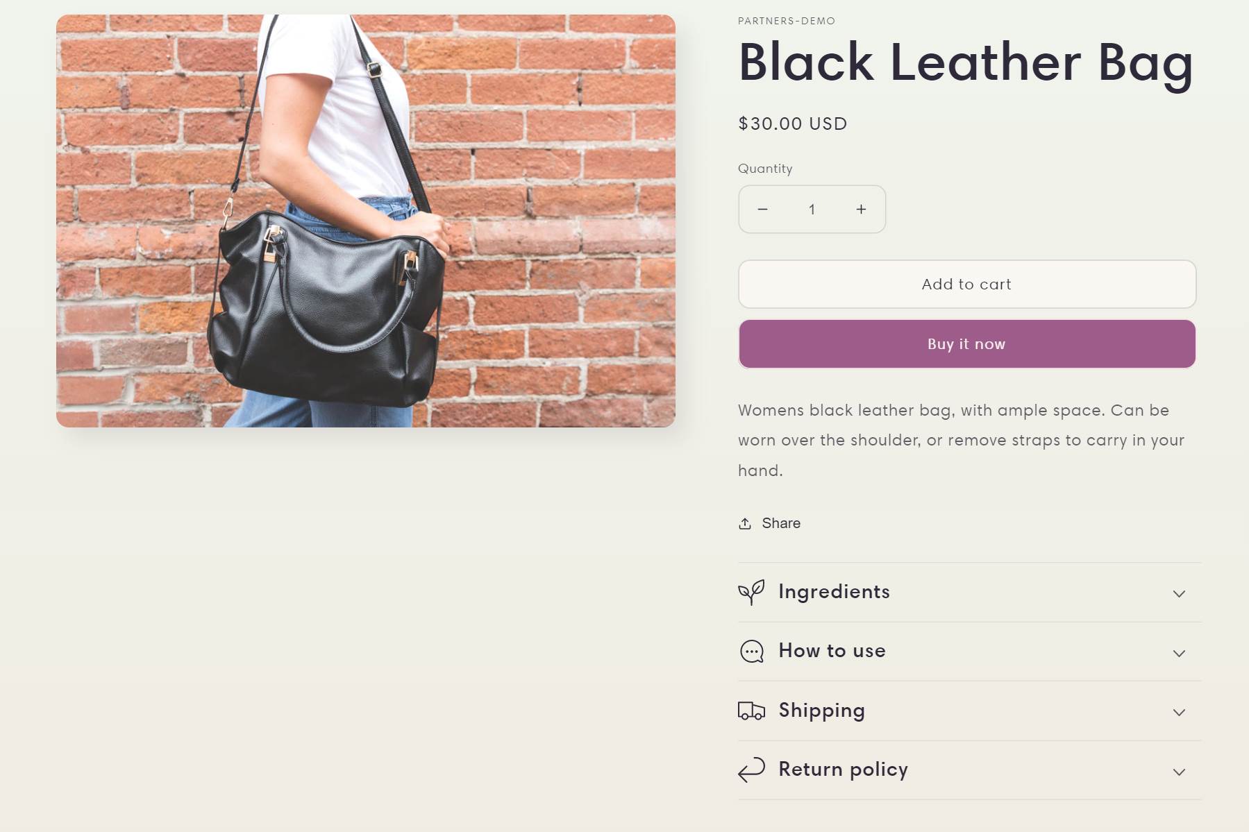 product page when learning how to change themes on Shopify