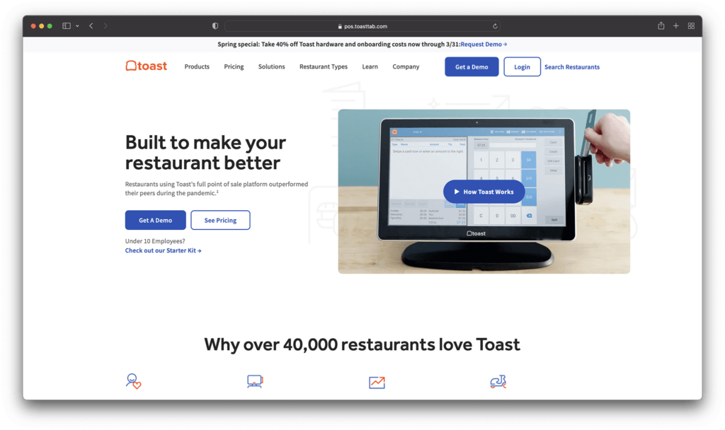 toast pos homepage - best pos systems for food trucks