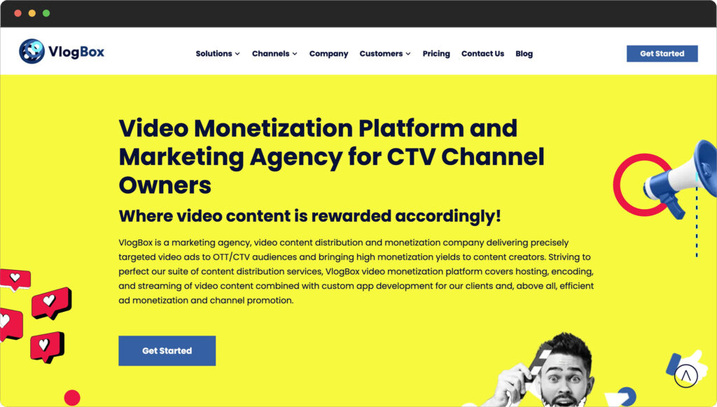 vlogbox homepage - best video monetization platforms