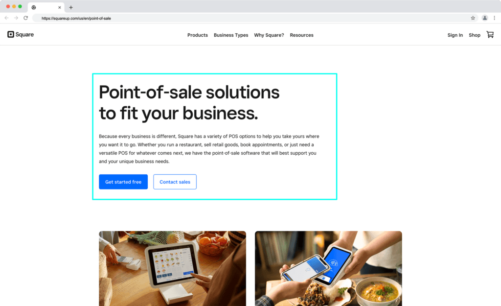 square pos homepage - shopify pos vs square pos