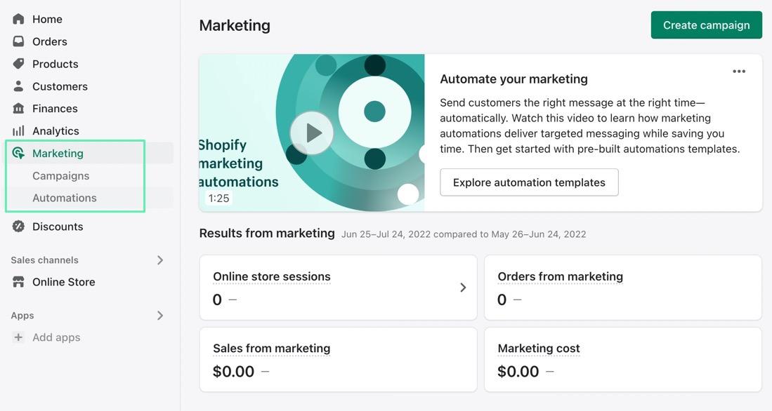 marketing the Shopify Admin
